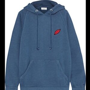 Rag & Bone Women's Garment Dyed Racer Hoodie Washed Navy Cotton Size S NWT